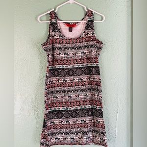 Hot Kiss Black and Red Patterned Midi Dress